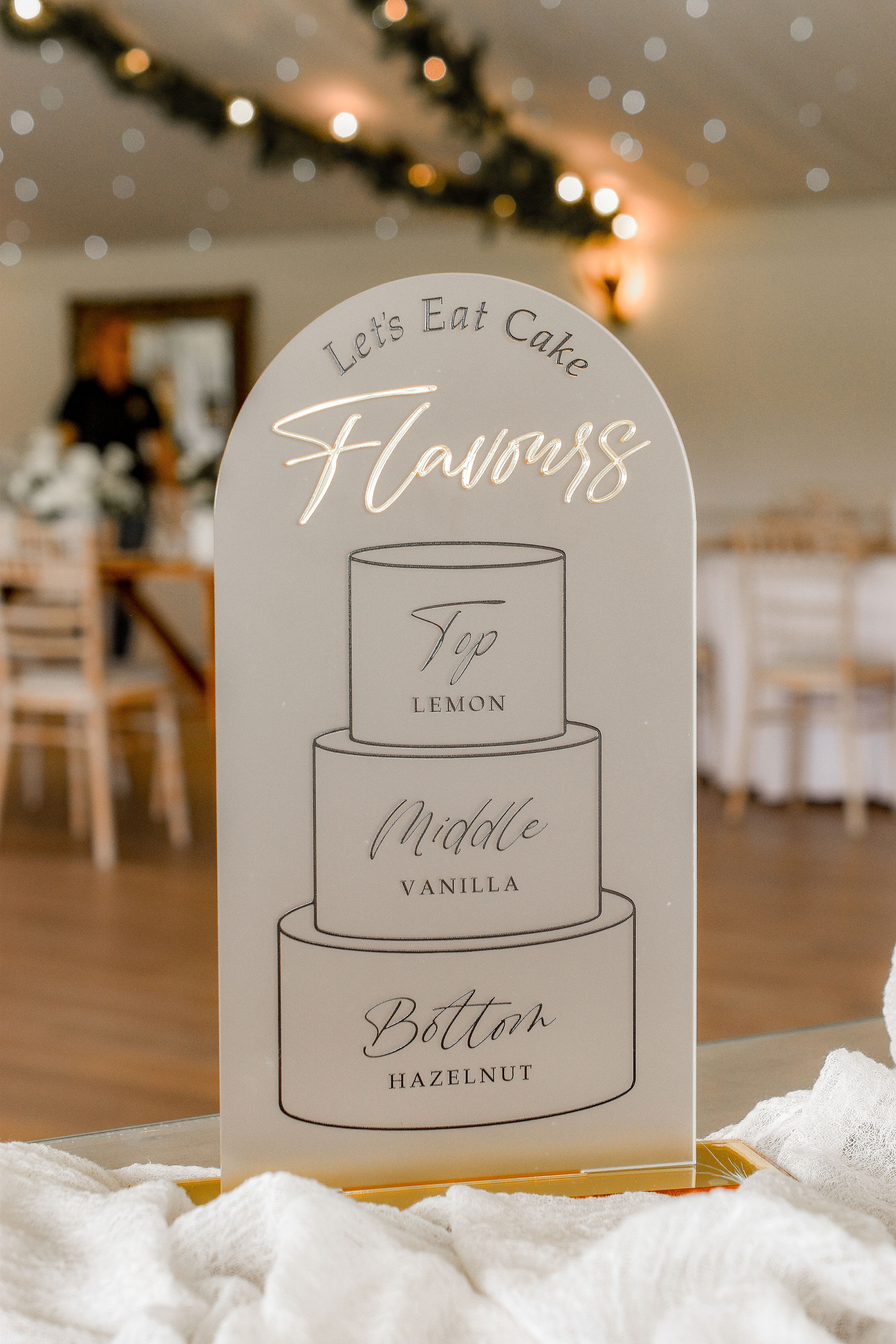 Personalised Acrylic Cake Flavour Sign: Wedding Reception Decor, A5, A4 ...