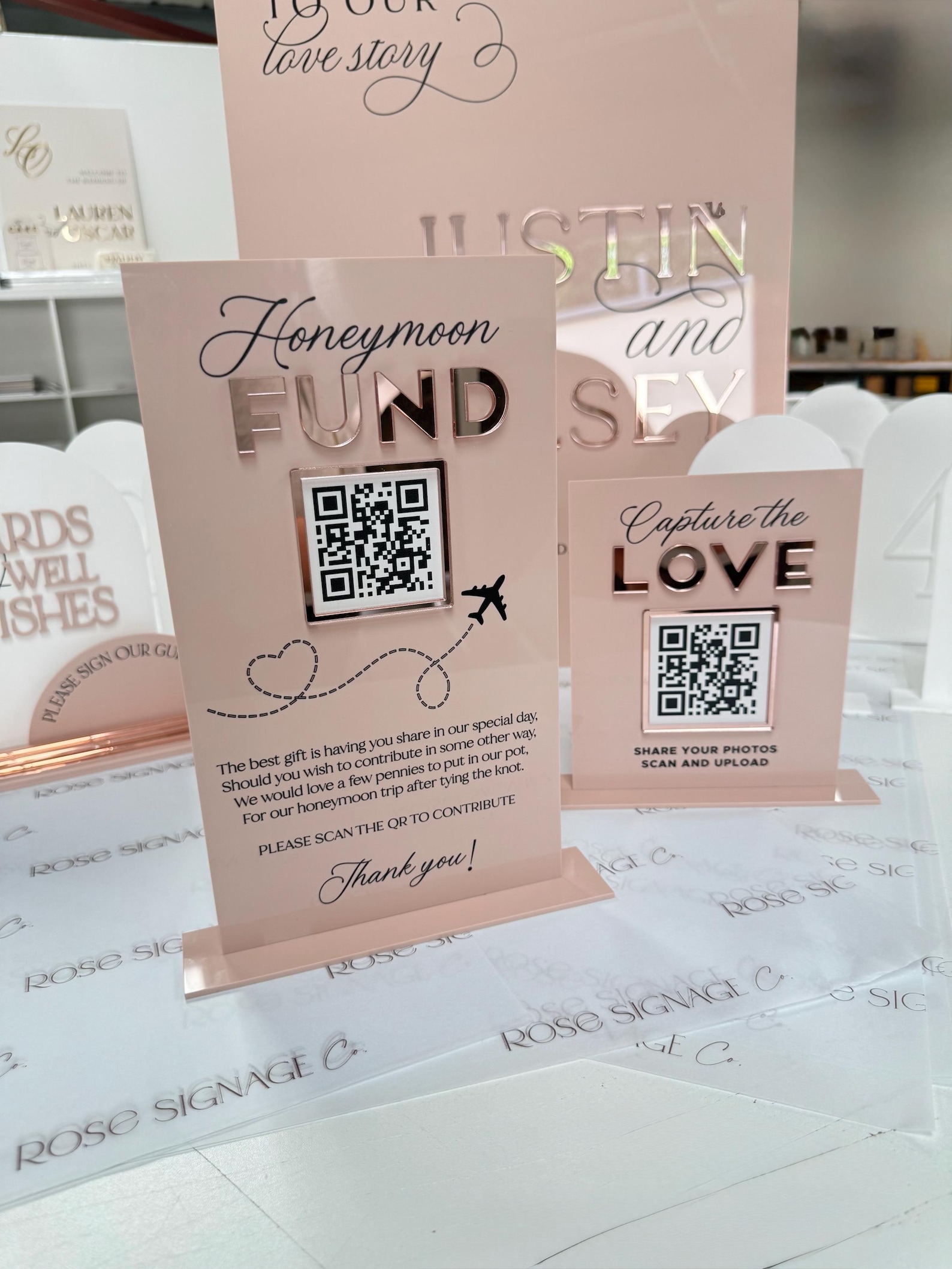 Custom Acrylic Wedding QR Code Sign, Honeymoon Fund, Share the Love, A5 ...