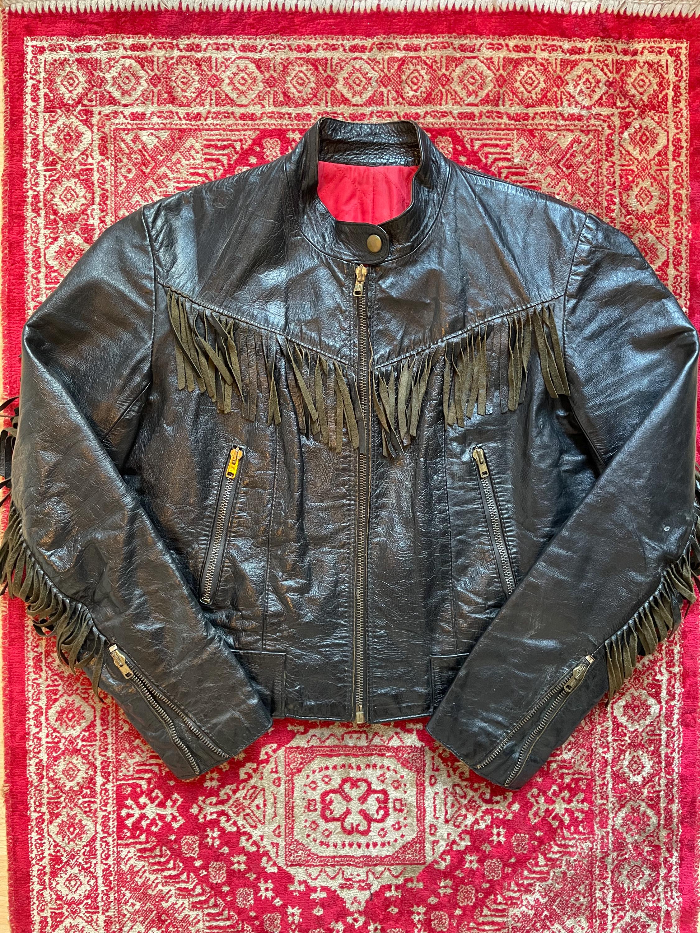 Vintage 70's Motorcycle Leather Jacket AERO Zip XS S 6 8