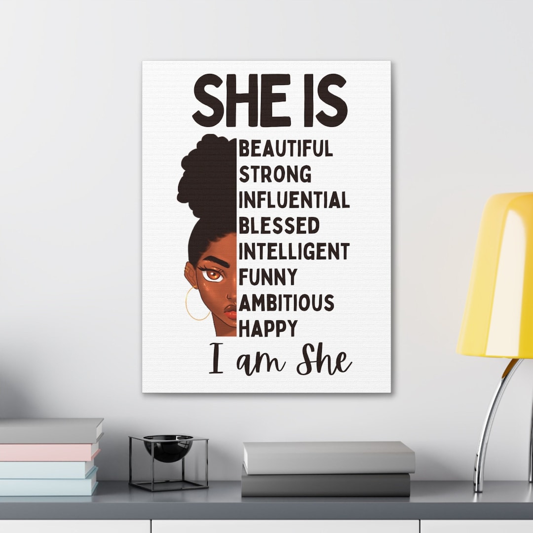 Black Art Wall Decor, Melanin Magic Affirmations Canvas Wall Art