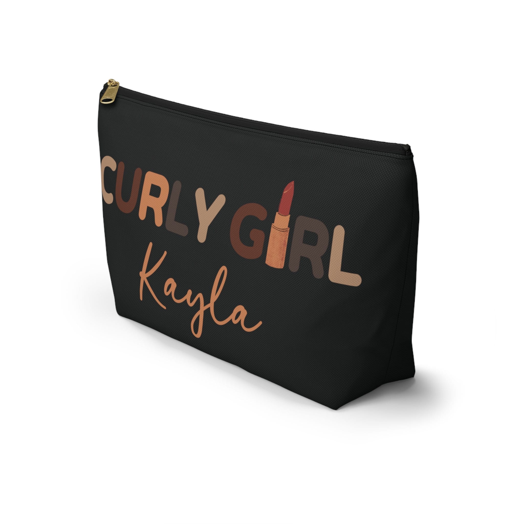 Personalized Curly Girl Makeup Bag, Natural Hair Accessory Pouch, Curly Hair Toiletry Bag, Coily Hair Makeup Bag, Black Girl Gifts