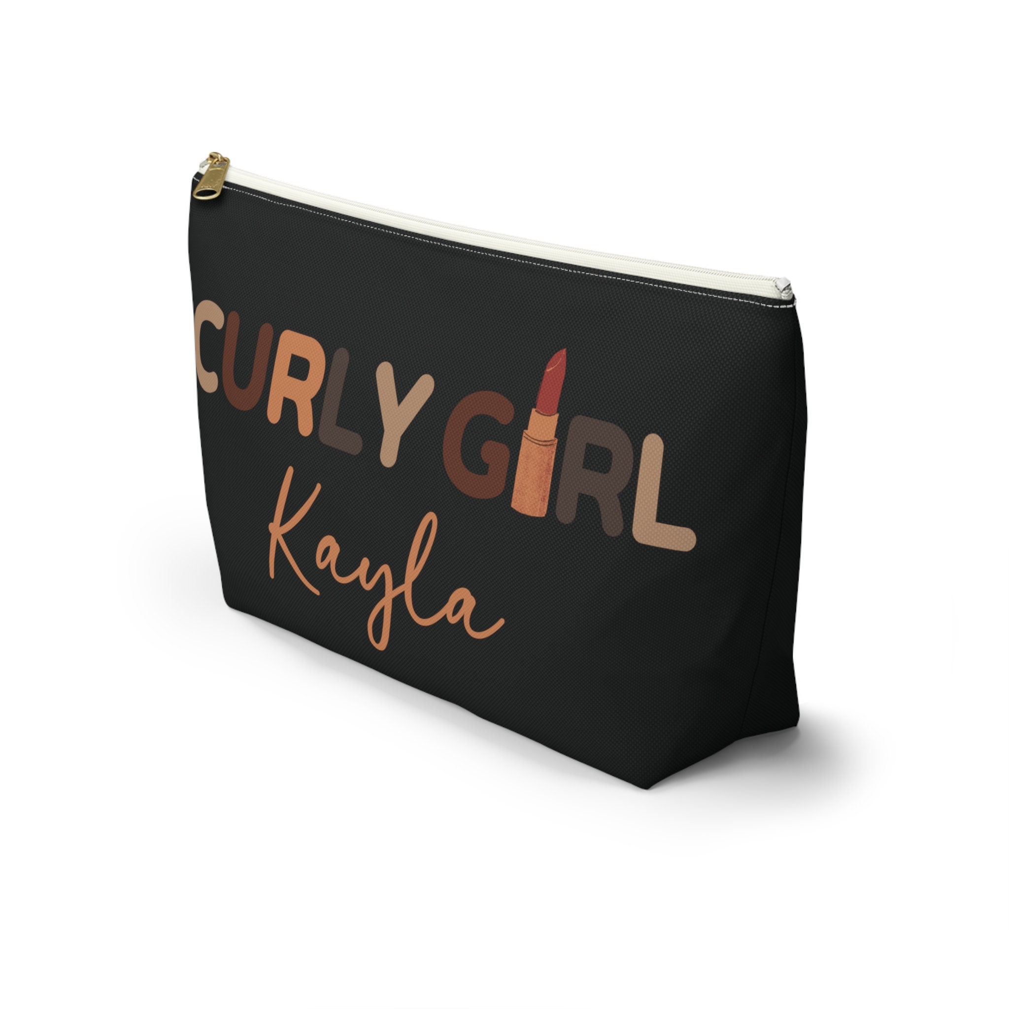 Personalized Curly Girl Makeup Bag, Natural Hair Accessory Pouch, Curly Hair Toiletry Bag, Coily Hair Makeup Bag, Black Girl Gifts