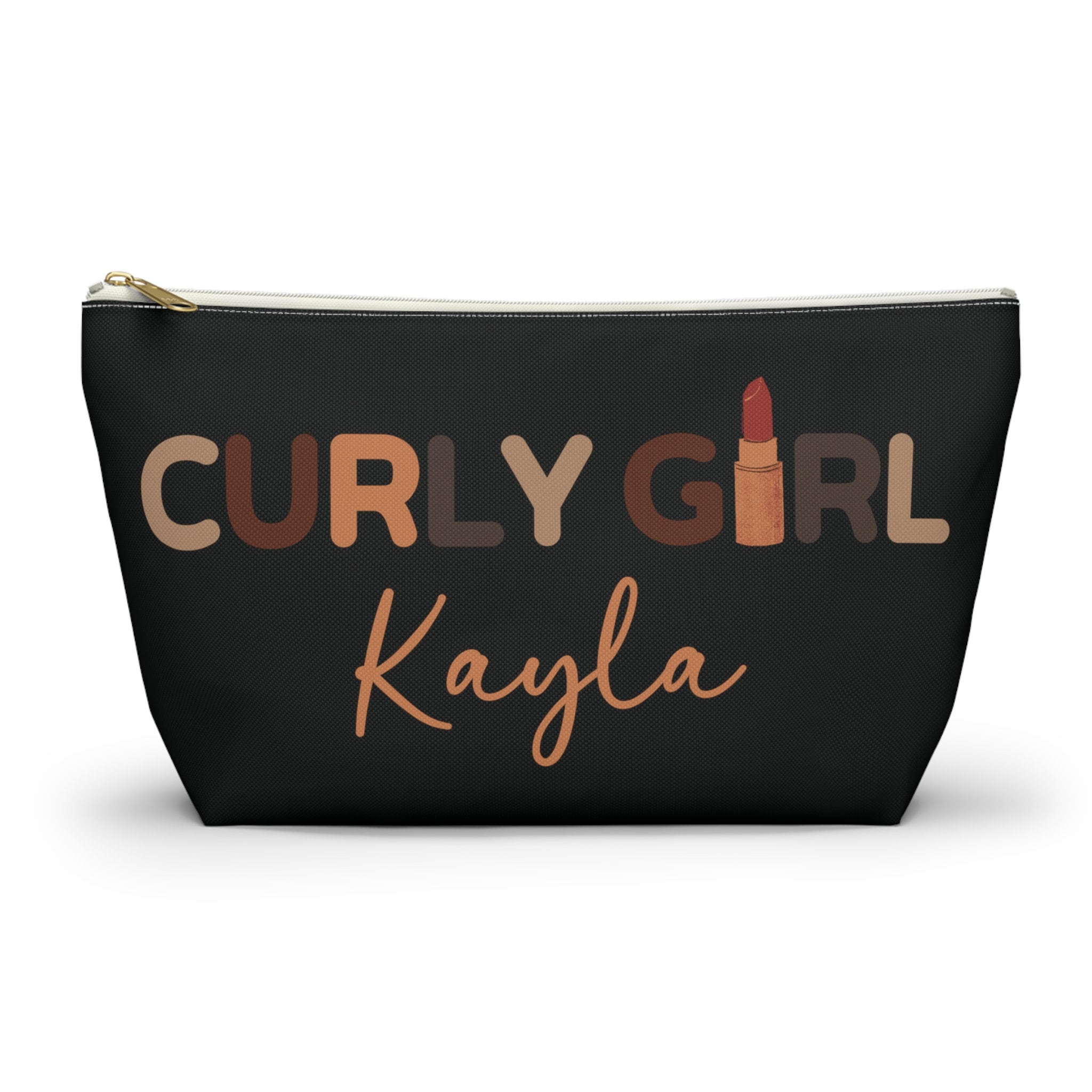 Personalized Curly Girl Makeup Bag, Natural Hair Accessory Pouch, Curly Hair Toiletry Bag, Coily Hair Makeup Bag, Black Girl Gifts