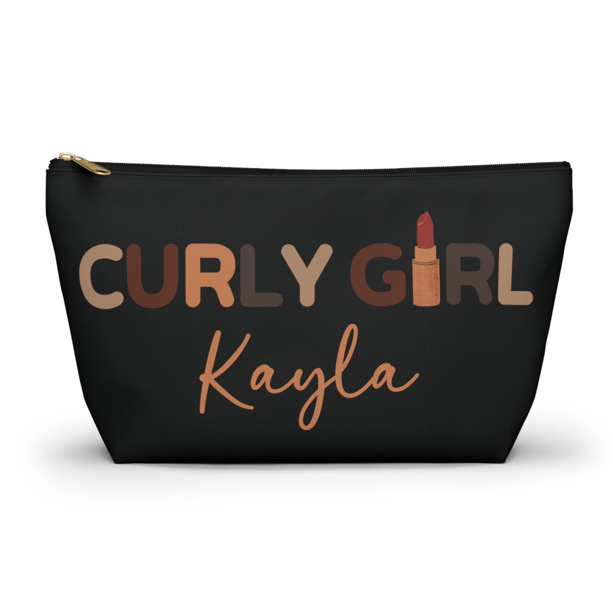 Personalized Curly Girl Makeup Bag, Natural Hair Accessory Pouch, Curly Hair Toiletry Bag, Coily Hair Makeup Bag, Black Girl Gifts