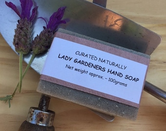 100g Lavender & Bergamot Pumice Lady Gardeners Handmade Soap Vegan SLS Free UK Ideal Gardeners Gift Curated Naturally