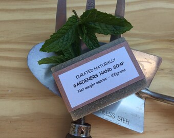 100g Vegan Gardeners Hand Soap Handmade Natural Peppermint & Pumice Gardeners Ideal Vegan Gift Curated Naturally UK