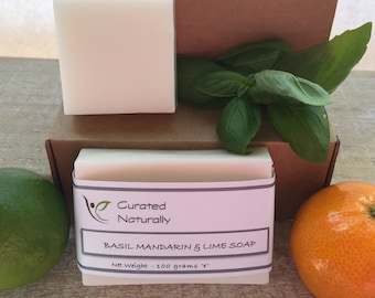 Goats Milk Lime Basil & Mandarin Handmade Hand Wash Soap 100g Gift Natural Colour Gift Curated  Naturally UK