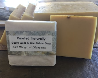 Handmade Bee Pollen Honey Soap UK Goats Milk Natural 100g Bar Ideal Gift Hand Soap Curated Naturally UK