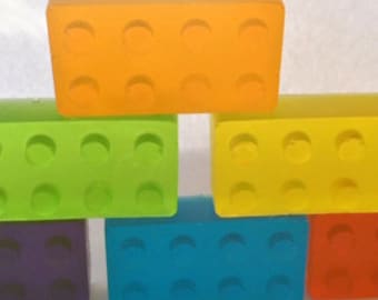 Children's Hand Wash Soaps 5 x Building Blocks Soaps Boys Girls Party Favours Curated Naturally UK