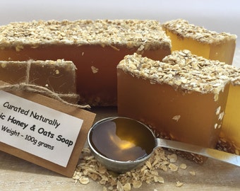 Organic Oat & Honey Soap Oats Honey Natural Handmade Soap Bars Ideal Gift Curated Naturally UK