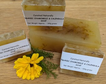 Vegan Calendula and Chamomile SLS SLES & MPG Free 100g Bar of soap Handmade