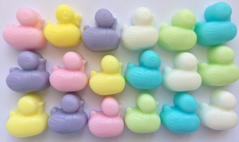 10 x Mini Duck shaped Soaps Baby Girl Baby Boy Baby Shower Mixed Soap Ducks Favours Christening Curated Naturally UK 