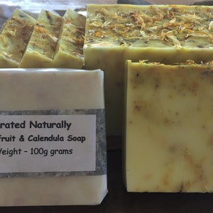 Calendula Goats Milk Soap Citrus Soap Grapefruit Calendula Petals Natural Gift for Her 100g Soap UK Curated Naturally