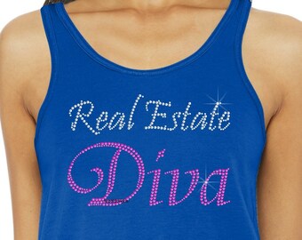 Real Estate Diva.  BELLA+CANVAS Women's Flowy Racerback Tank. ndk1672