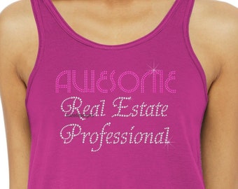 Awesome Real Estate Professional. BELLA+CANVAS Women's Flowy Racerback Tank. ndk1699