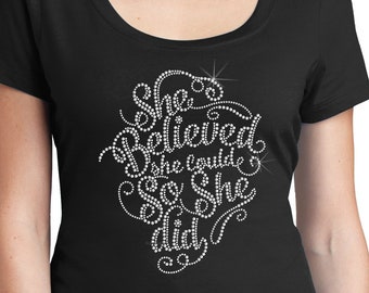 She Believed she could So She did, Women’s Perfect Weight ® Scoop Neck Tee. ndk2834