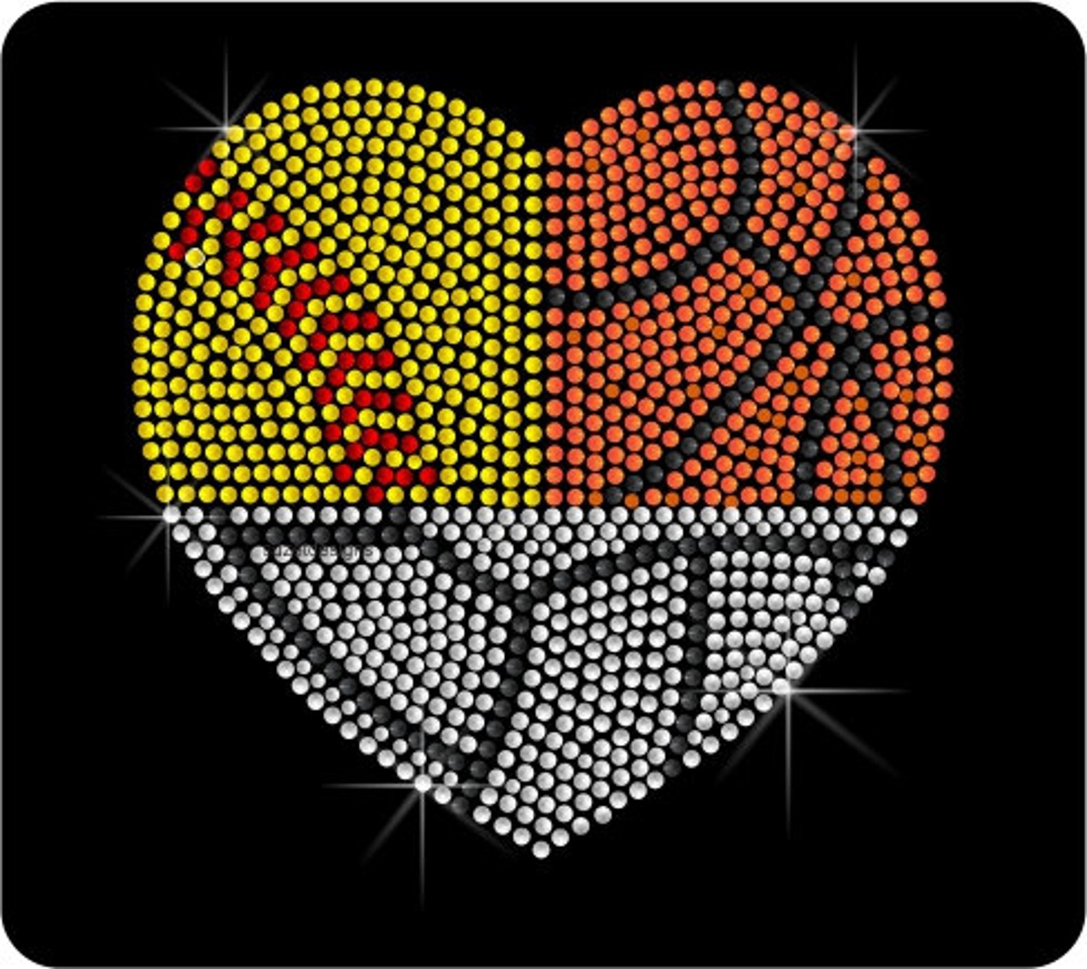 Softball, Basketball and Volleyball Heart, Rhinestone Heat Transfer