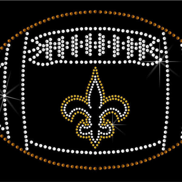 Fleur De Lis football, Rhinestone Heat Transfer decal iron-on. ndk2293