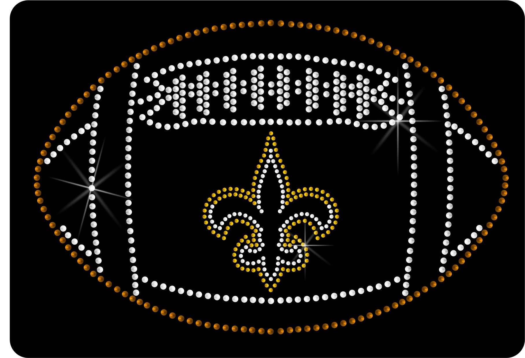 Fleur De Lis Football, Rhinestone Heat Transfer Decal Iron-on. Ndk2293