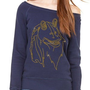 Jar Jar Binks Bella + Canvas Ladies' Sponge Fleece Wide Neck Sweatshirt