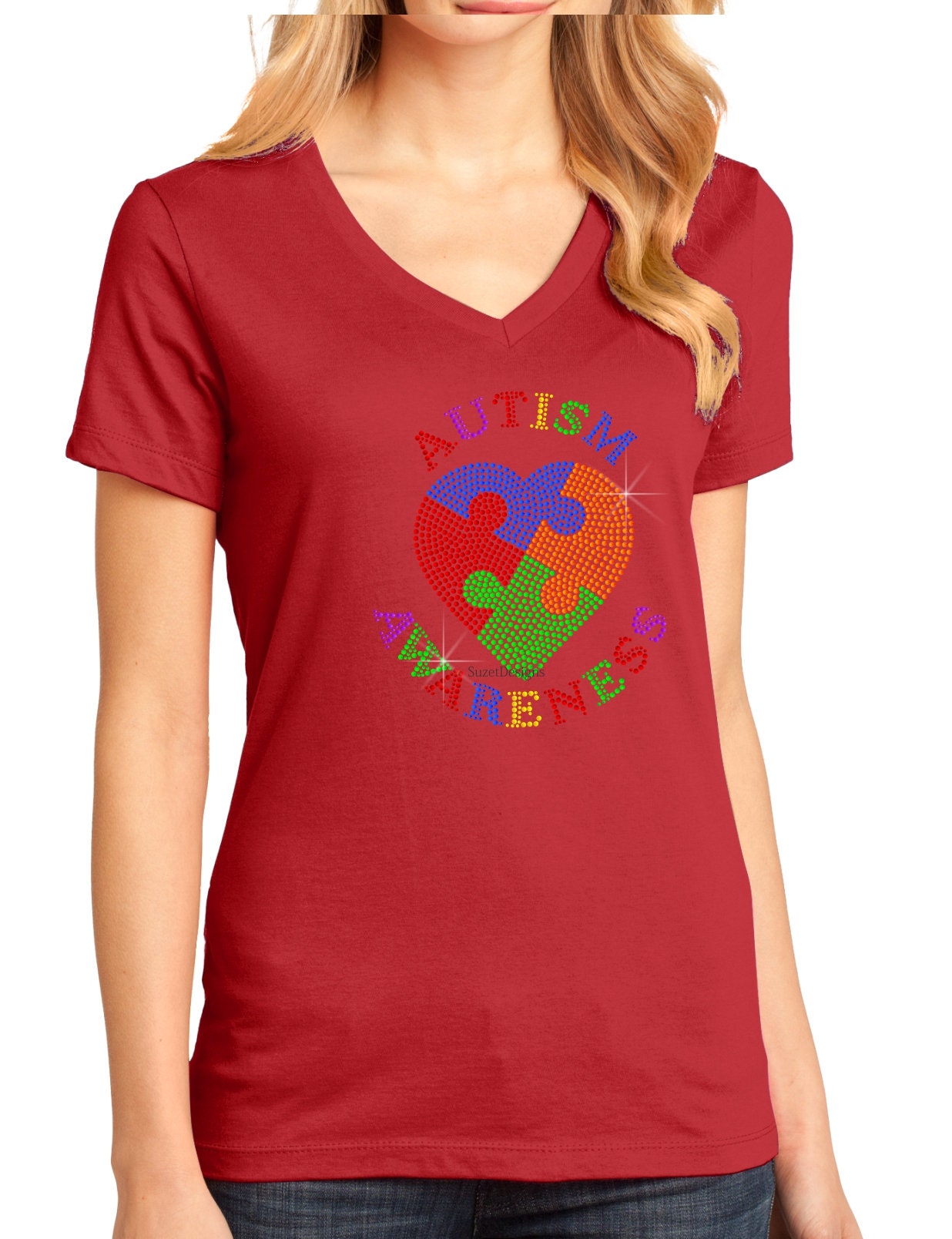 Autism Awareness Heart Women's Perfect Weight V-Neck Tee. | Etsy