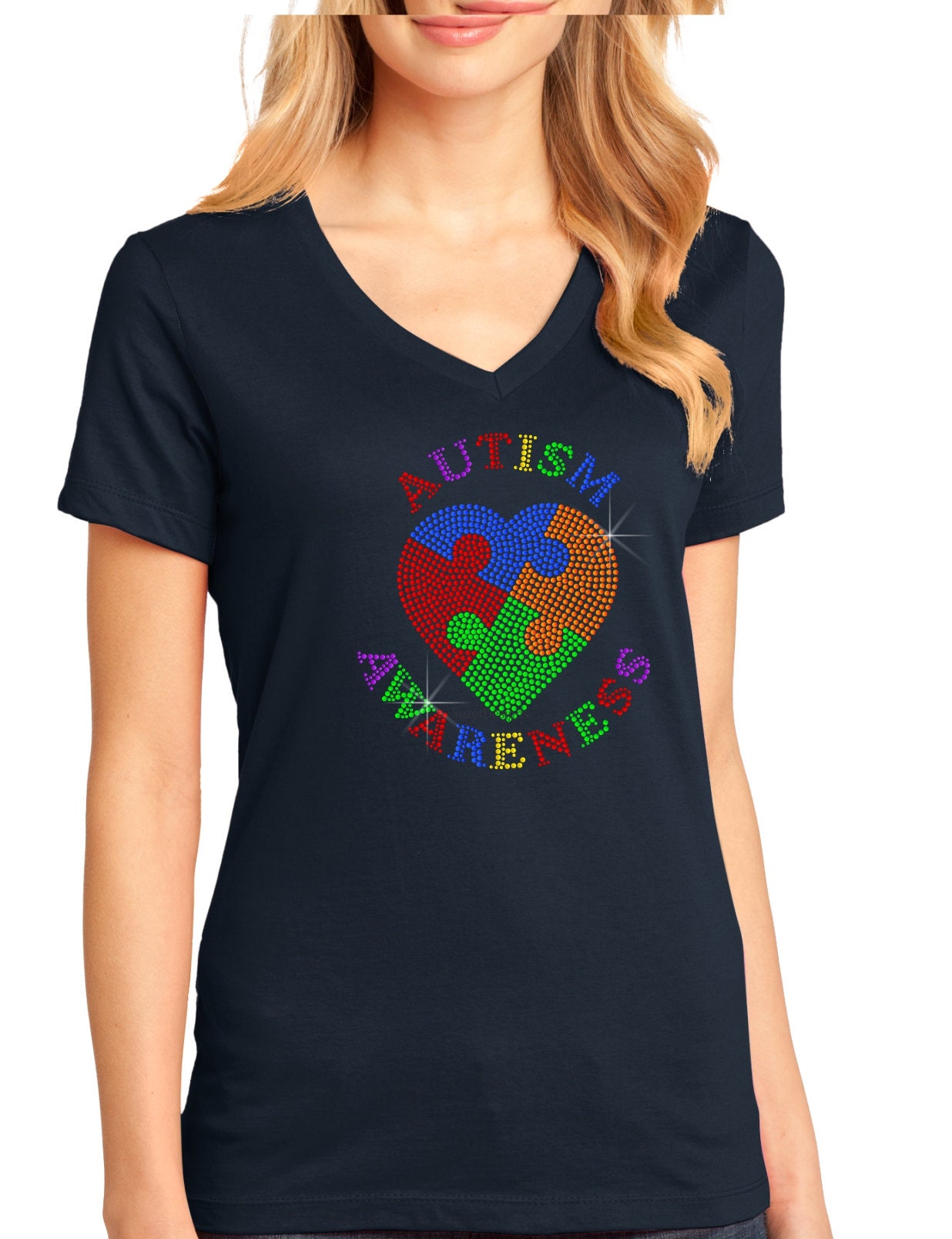 Autism Awareness Heart Women's Perfect Weight V-Neck Tee. | Etsy