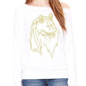 Jar Jar Binks Bella + Canvas Ladies' Sponge Fleece Wide Neck Sweatshirt