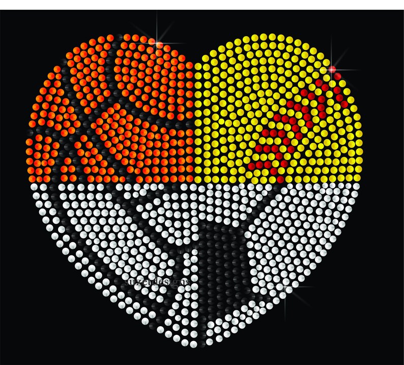 Basketball Softball Volleyball Soccer Heart Rhinestone Heat Transfer