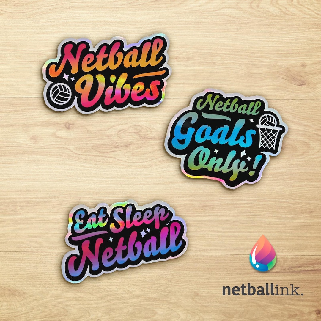 Net So Sticker Funky Netball Sticker Set X3 | Holographic | Waterproof - Etsy