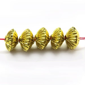 18K Solid Yellow Plain Gold Roundel Beads, 9X12mm Round Beads, Sold By 10 Pieces, TAN0294