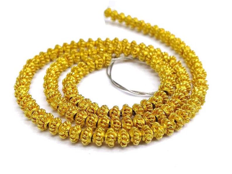 Fine 1 Pcs 18K Solid Gold Hand Made 3x2 mm Gold Bead.