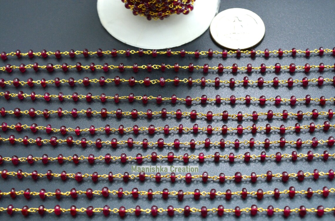 Gorgeous Bulk Wire Wrapped Rosary Chain-ruby Running Chain - Etsy