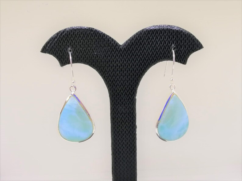 Larimar Earrings,Dangle Earrings Caribbean Blue Ocean blue Gemstone Silver Jewellery with stone 925 Silver,925 Silver Jewellery