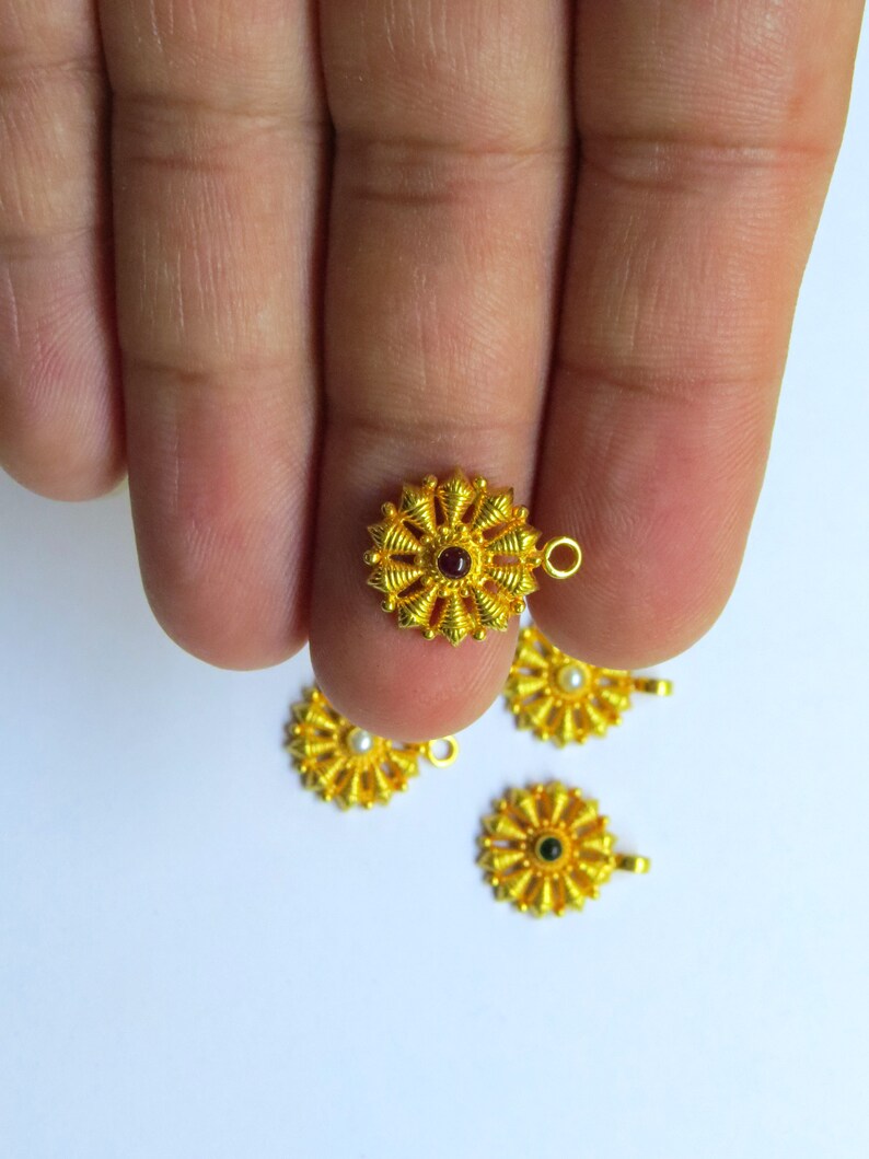 18K Pure Gold Supplies,Sold By 1pcs,TAN0837 Beautiful Solid Gold Beads Handmade 18K Solid Gold Shaped Beads in Hydro Stone