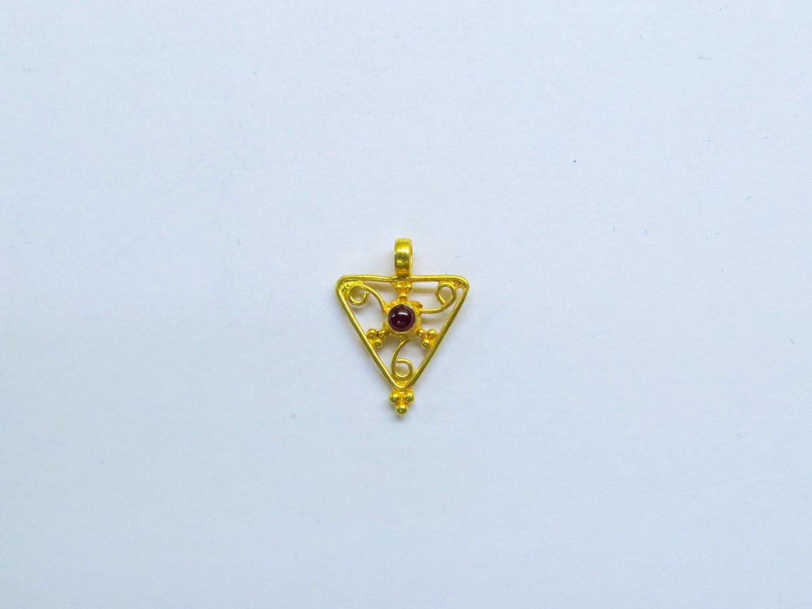 18k Solid Yellow Gold Charms Pendent Studded With Etsy