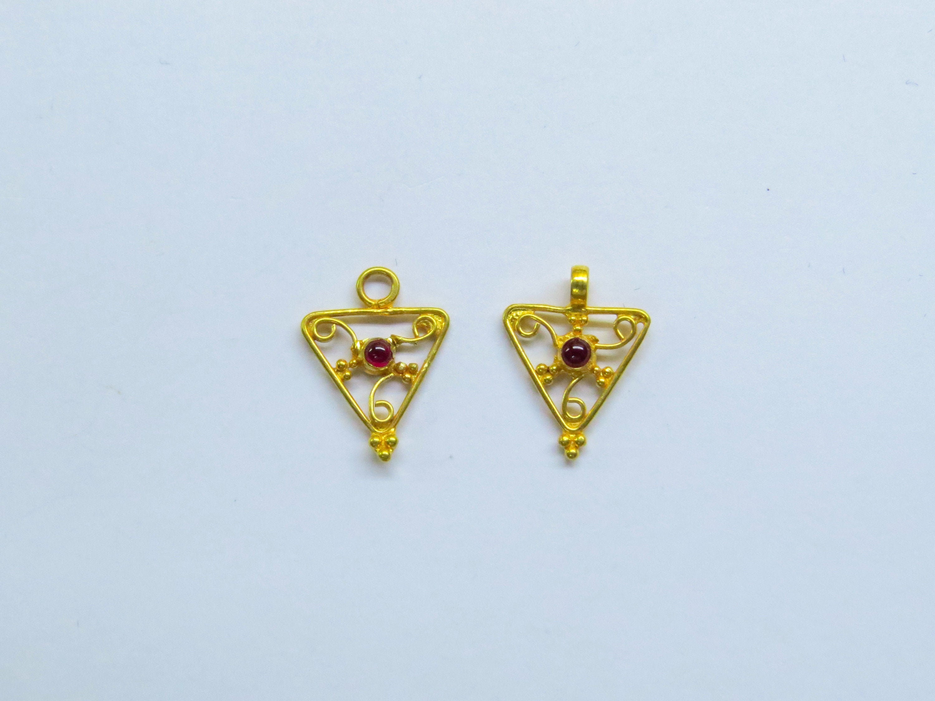 18k Solid Yellow Gold Charms Pendent Studded With Etsy