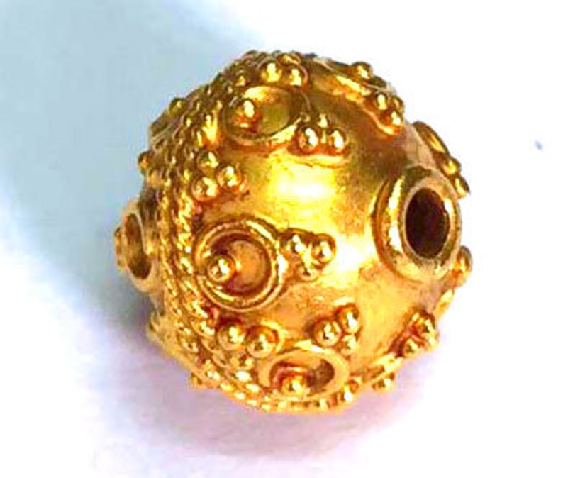Fine 1 Pcs 18K Solid Gold Hand Made 9 mm Round Ball Bead.