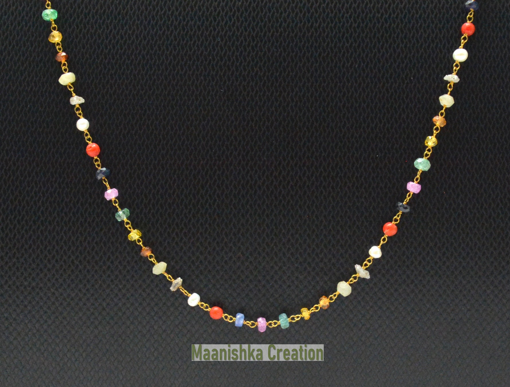 Simple and Beautiful Multi Color Necklace With 14K Solid Gold - Etsy