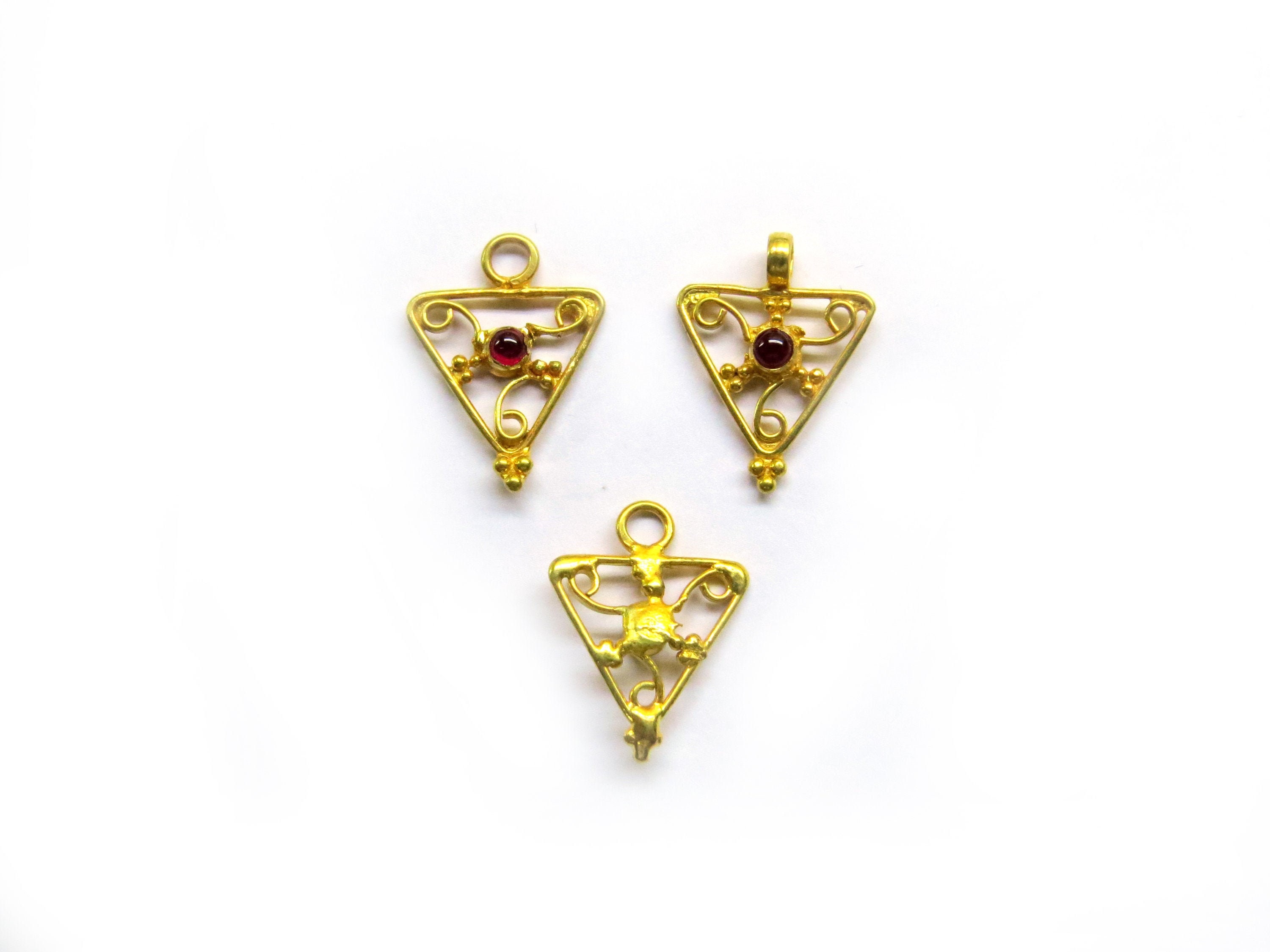 18k Solid Yellow Gold Charms Pendent Studded With Etsy