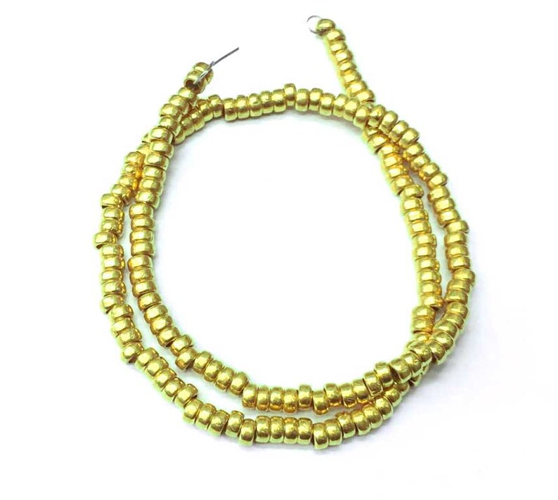 18K Yellow Gold Hand Made 3.5mm Round Wheel Beads.