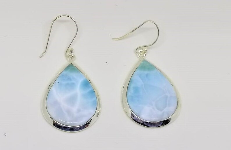 Larimar Earrings,Dangle Earrings Caribbean Blue Ocean blue Gemstone Silver Jewellery with stone 925 Silver,925 Silver Jewellery