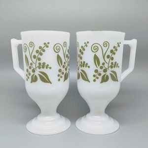 Federal Glass Pedestal Latte / Irish Coffee Mugs (Pair)