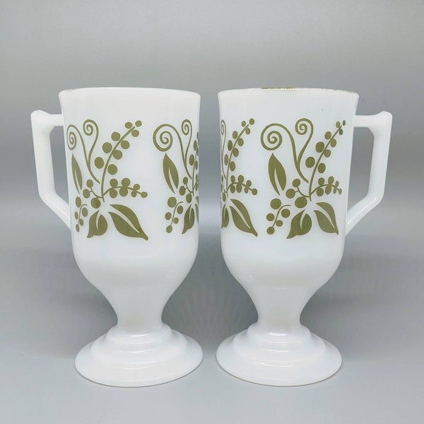 Federal Glass Pedestal Latte / Irish Coffee Mugs (Pair)