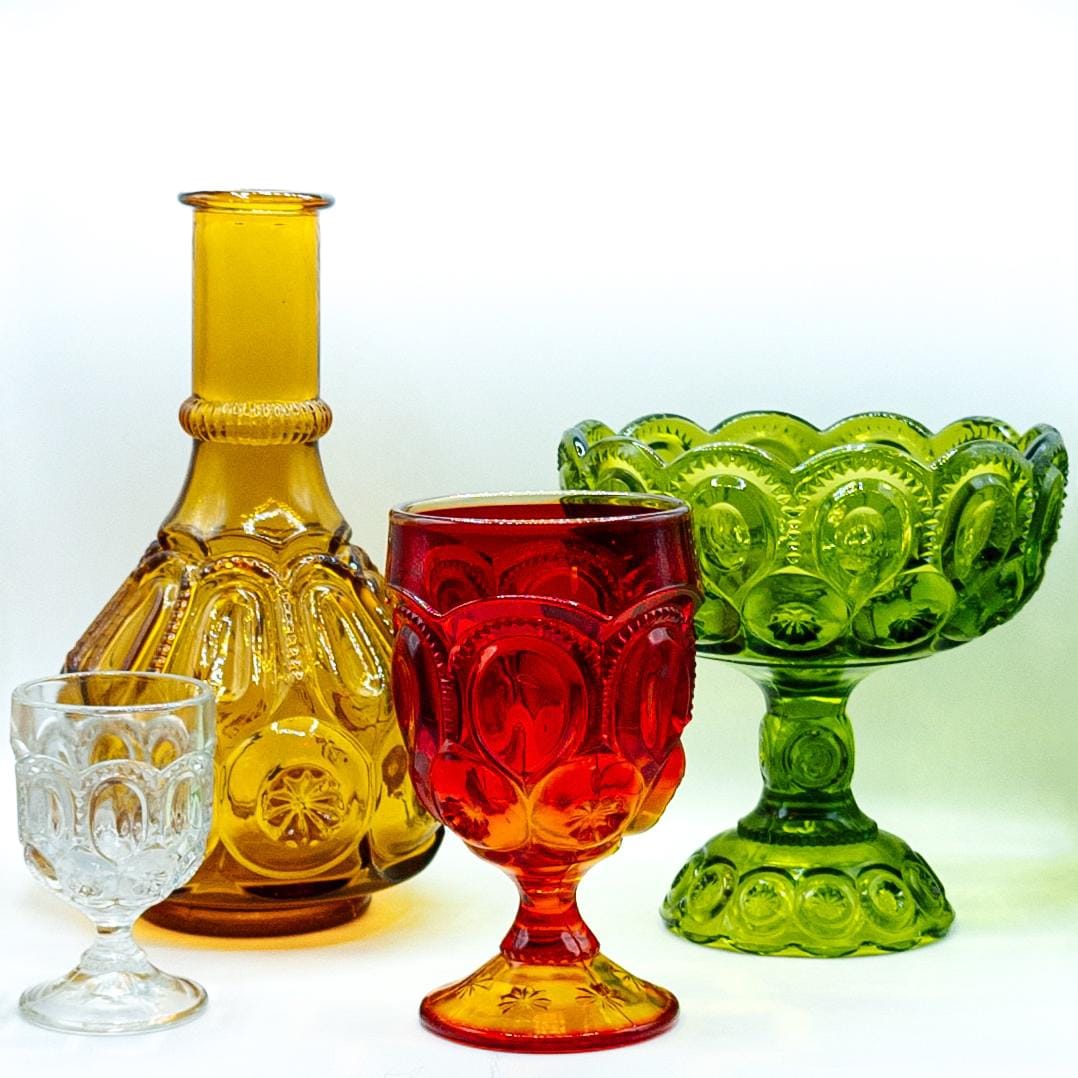 Vintage Moon & Stars Colored Glassware - Etsy