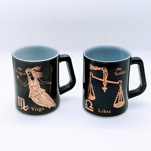 Retro Federal Zodiac Milk Glass Mugs (Sold Individually)