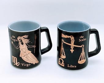 Retro Federal Zodiac Milk Glass Mugs (Sold Individually)