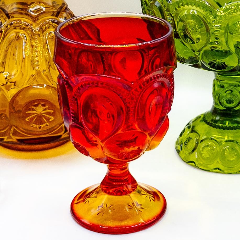 Vintage Moon & Stars Colored Glassware - Etsy