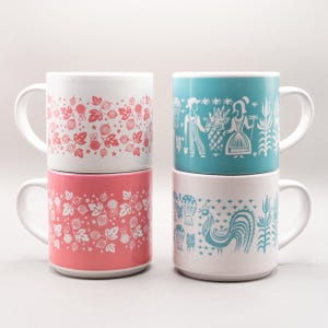 Pair of Pyrex Inspired Stackable Mugs