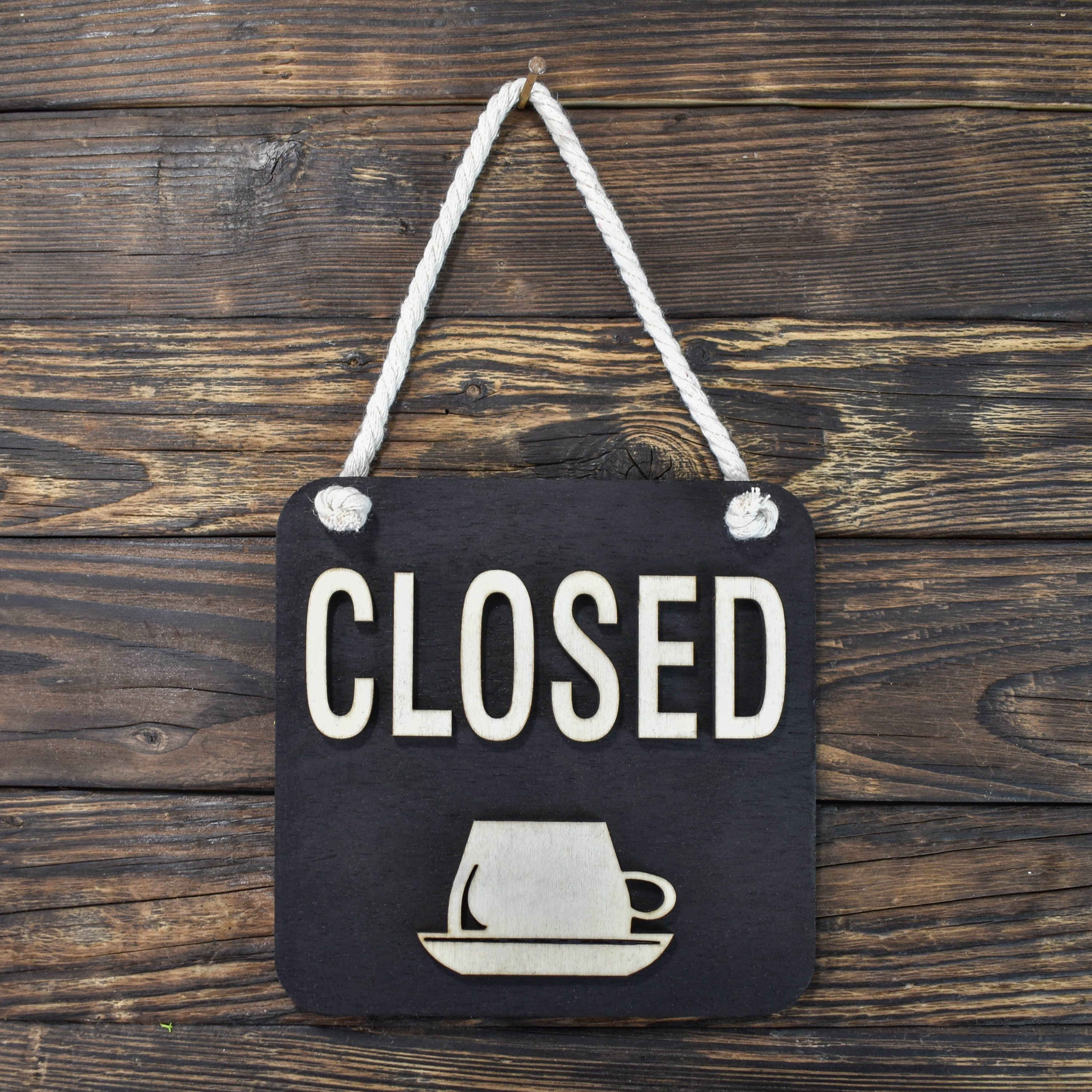Open Closed Wooden Sign for Coffee Shop, Double Sided Sign for Store ...