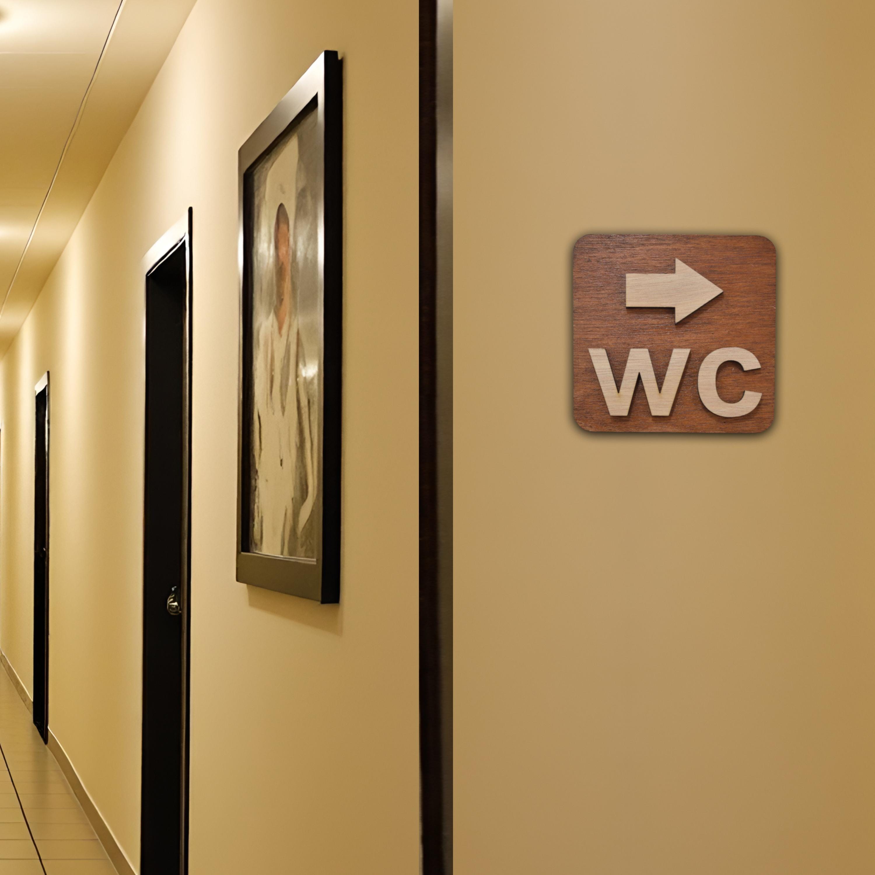 Wc Direction Sign Wooden Bathroom Direction Sign , WC This Way Sign, Sign With Arrow for ...